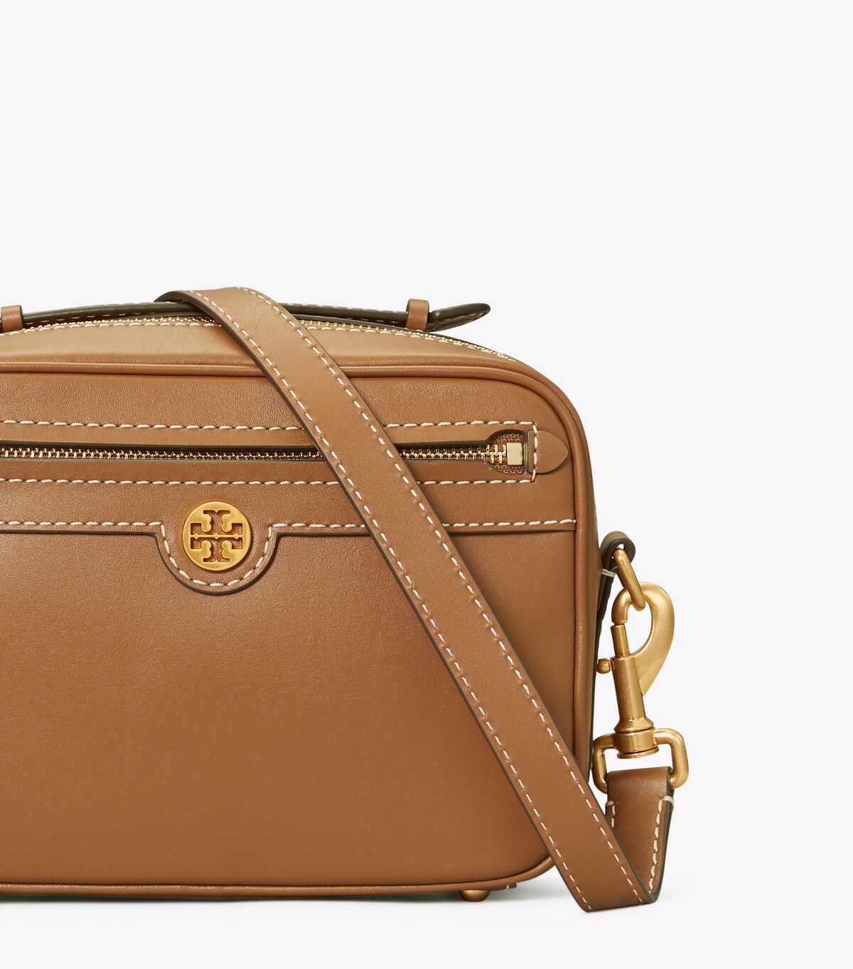 tory burch حقيبة كاميرا جلدية مونوغرام تي